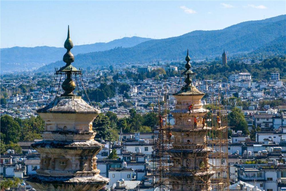 大理崇圣寺三塔安装避雷装置