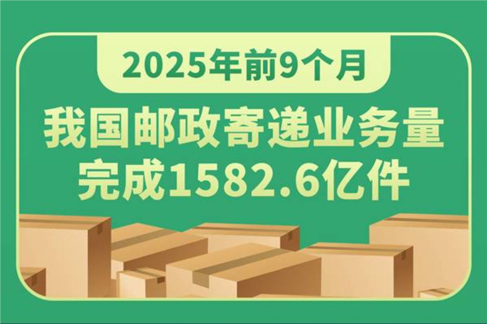 前9个月我国邮政寄递业务量完成1582.6亿件