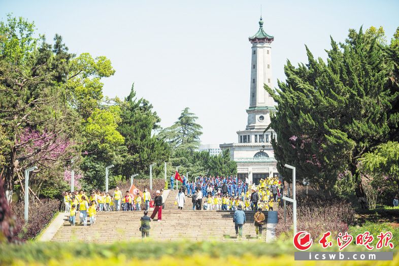 天气晴好，湖南烈士公园游人如织。公园管理处以“小网格”助推市民游客获得感“满格”。