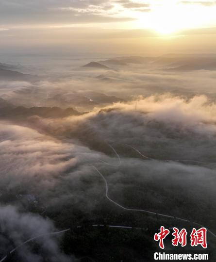 四川蓬安：乡村晨雾美如画