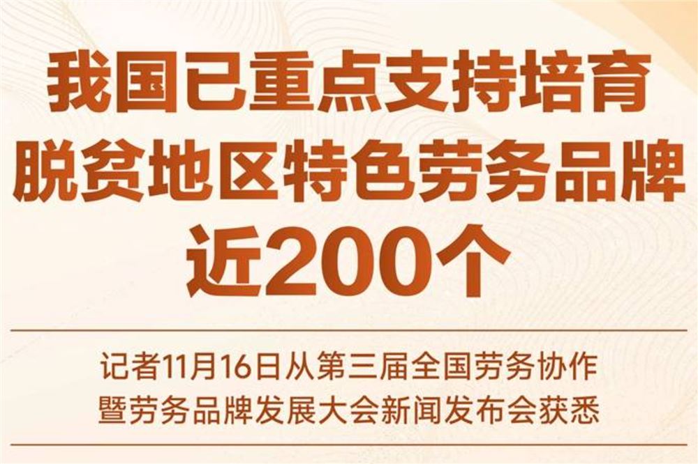 我国已重点支持培育脱贫地区特色劳务品牌近200个