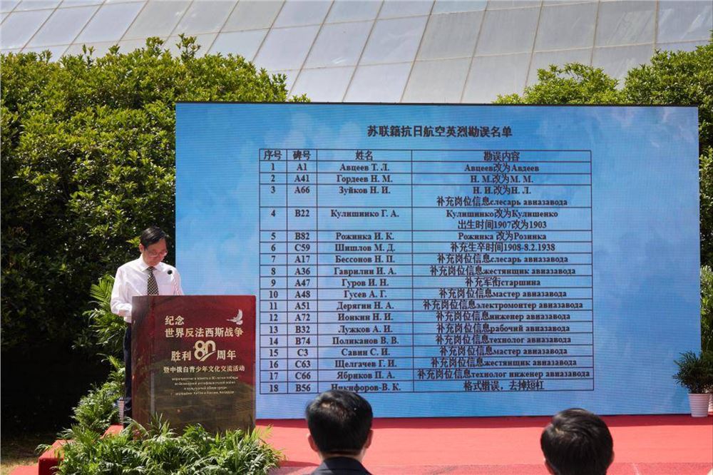 中国公布首批18位苏联籍抗日航空英烈更新信息